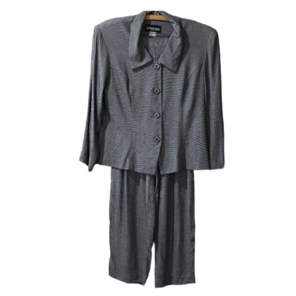 Michael Blair Gray Vintage Union Label Pantsuit Jacket & Pants Made in USA Sz 10